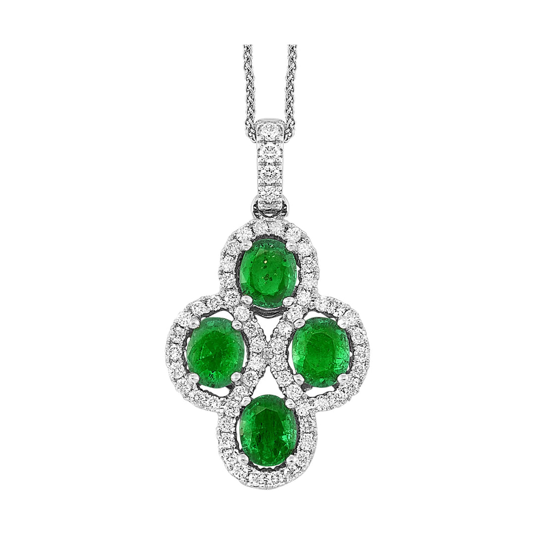 14Kt White Gold Diamond 1/2Ctw & Emerald 1 3/4Ctw Pendant