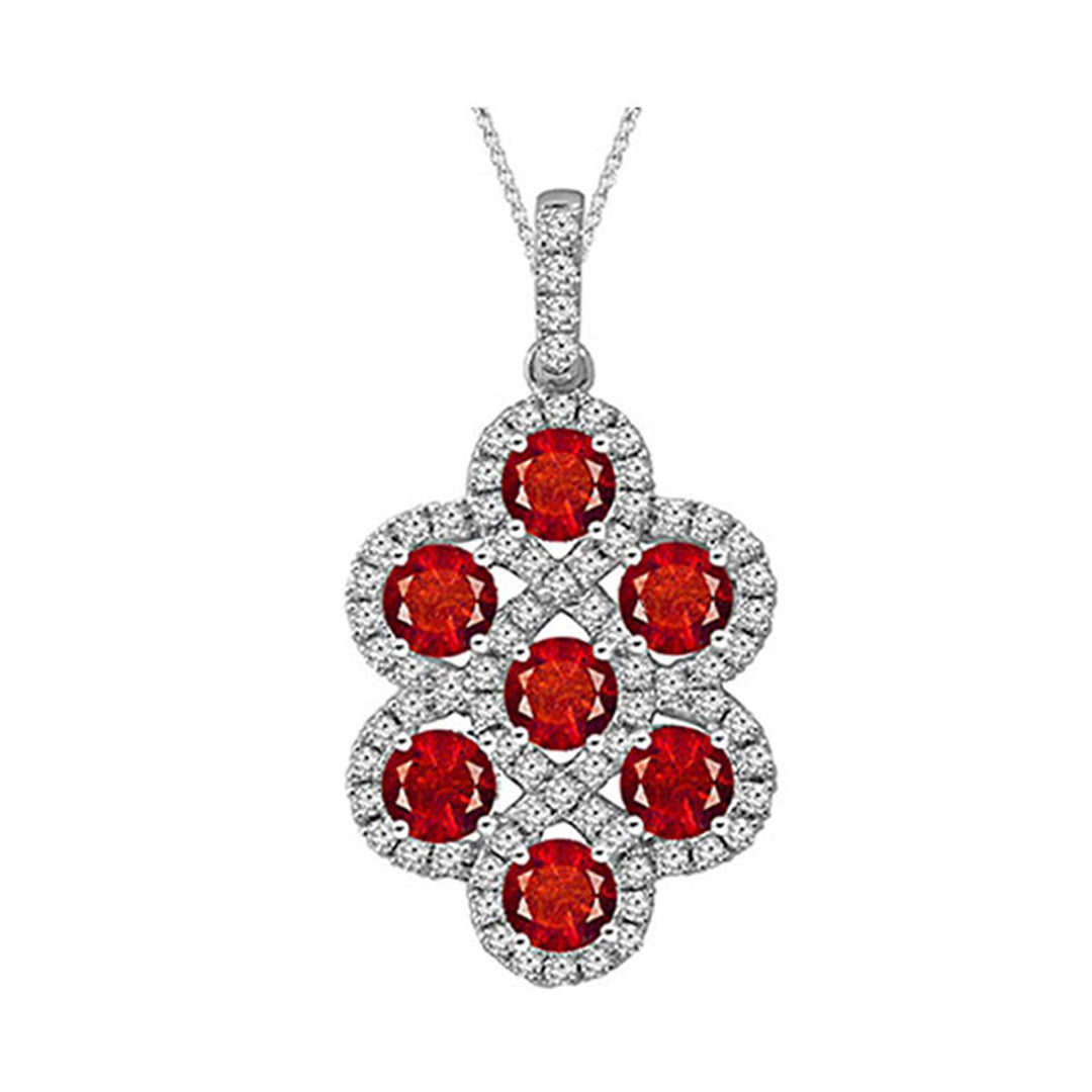 14Kt White Gold Diamond 3/8Ctw & Ruby 2Ctw Pendant