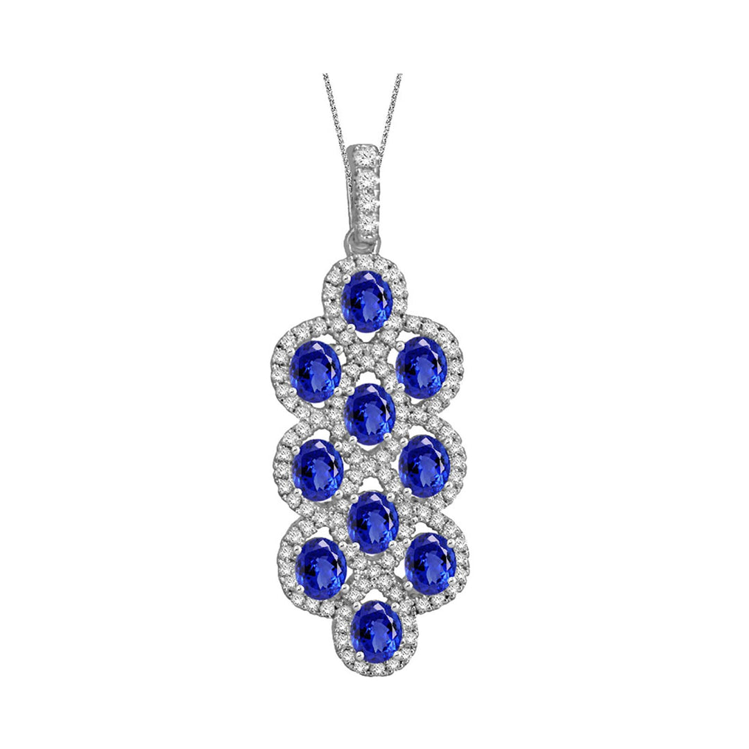 14Kt White Gold Diamond 3/8Ctw & Sapphire 2 3/8Ctw Pendant