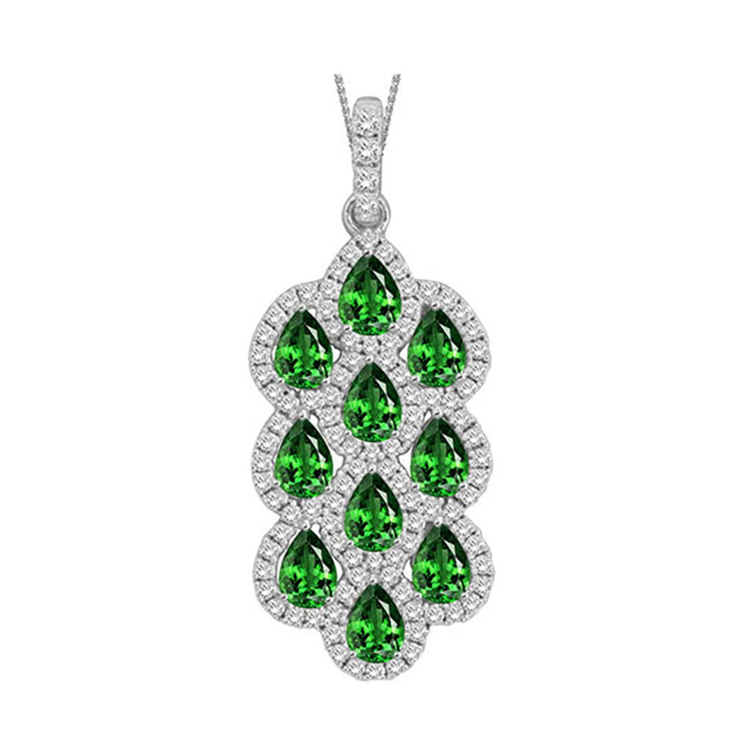 14Kt White Gold Diamond 3/8Ctw & Emerald 1 1/4Ctw Pendant