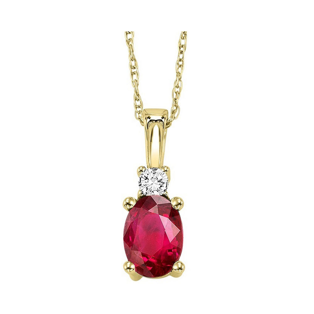 14Kt Yellow Gold Diamond 1/25Ctw & Ruby 3/8Ctw Pendant