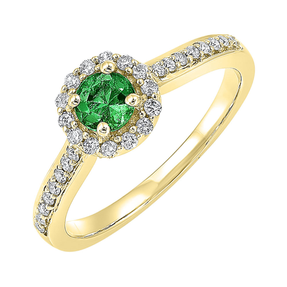 14Kt Yellow Gold Diamond 1/3Ctw & Emerald 3/8Ctw Ring
