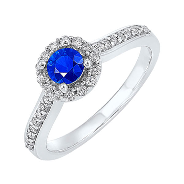 14Kt White Gold Diamond 1/3Ctw & Sapphire 1/3Ctw Ring