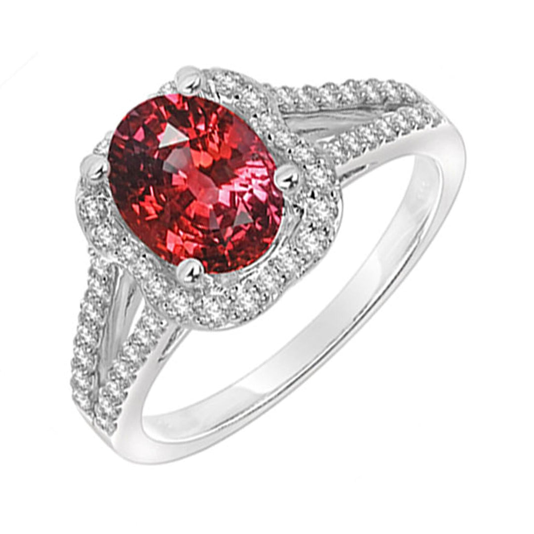14Kt White Gold Diamond 3/8Ctw & Ruby 1 1/2Ctw Ring