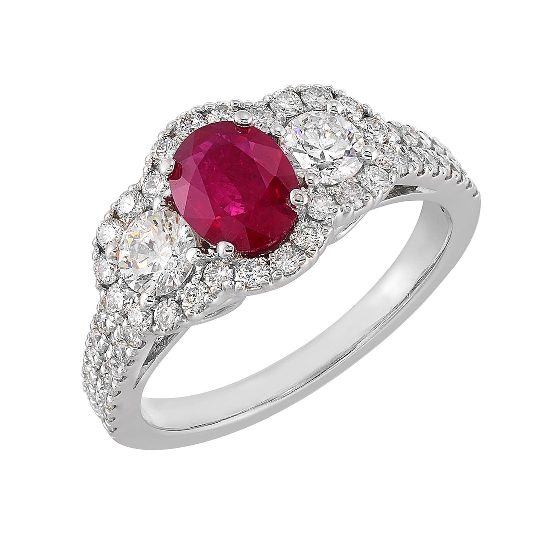 14Kt White Gold Diamond 1Ctw & Ruby 1Ctw Ring