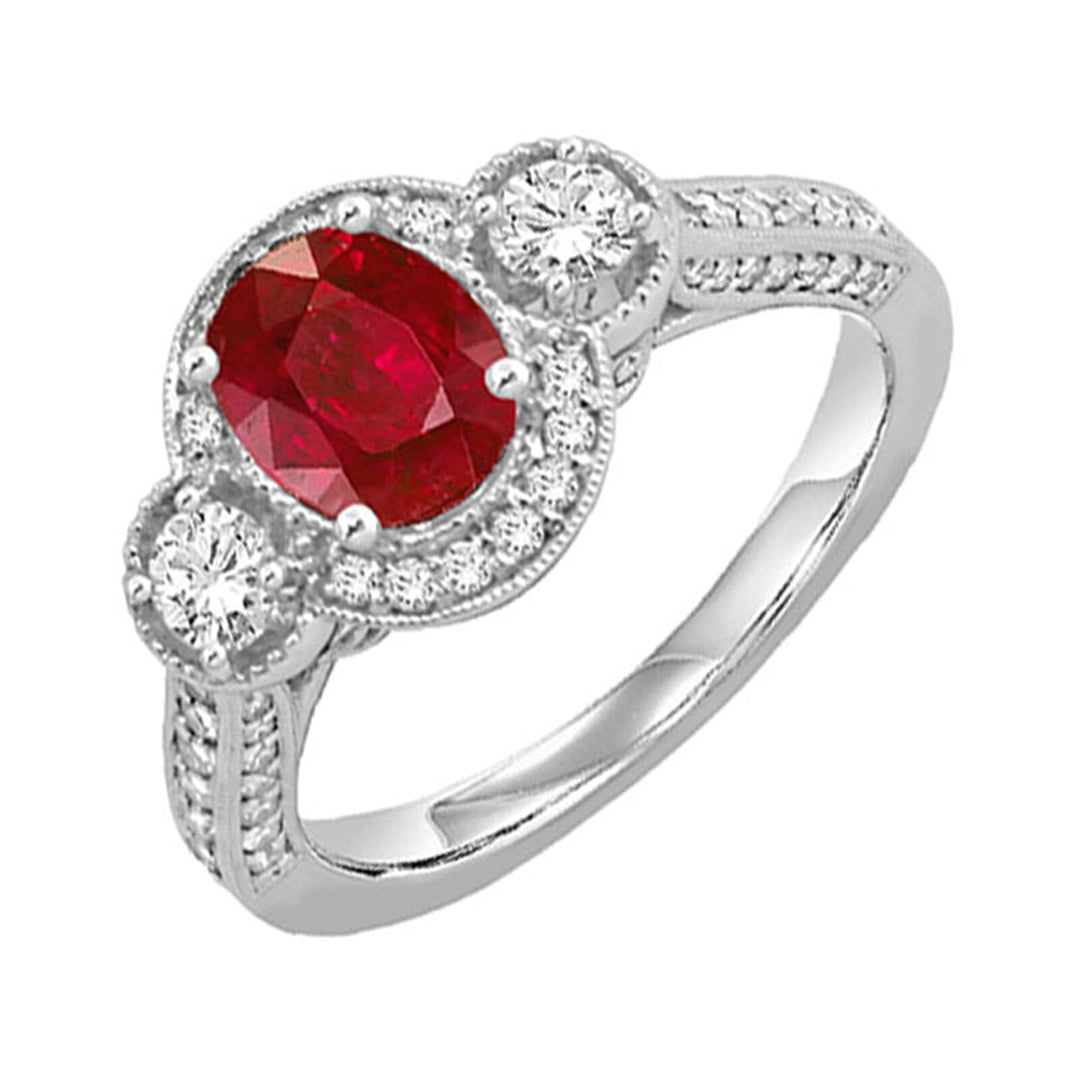 14Kt White Gold Diamond 5/8Ctw & Ruby 1 5/8Ctw Ring
