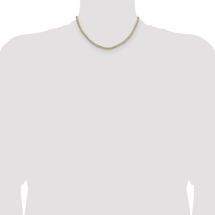 14k 3.7mm Lightweight PavÃ© Flat Cuban Chain