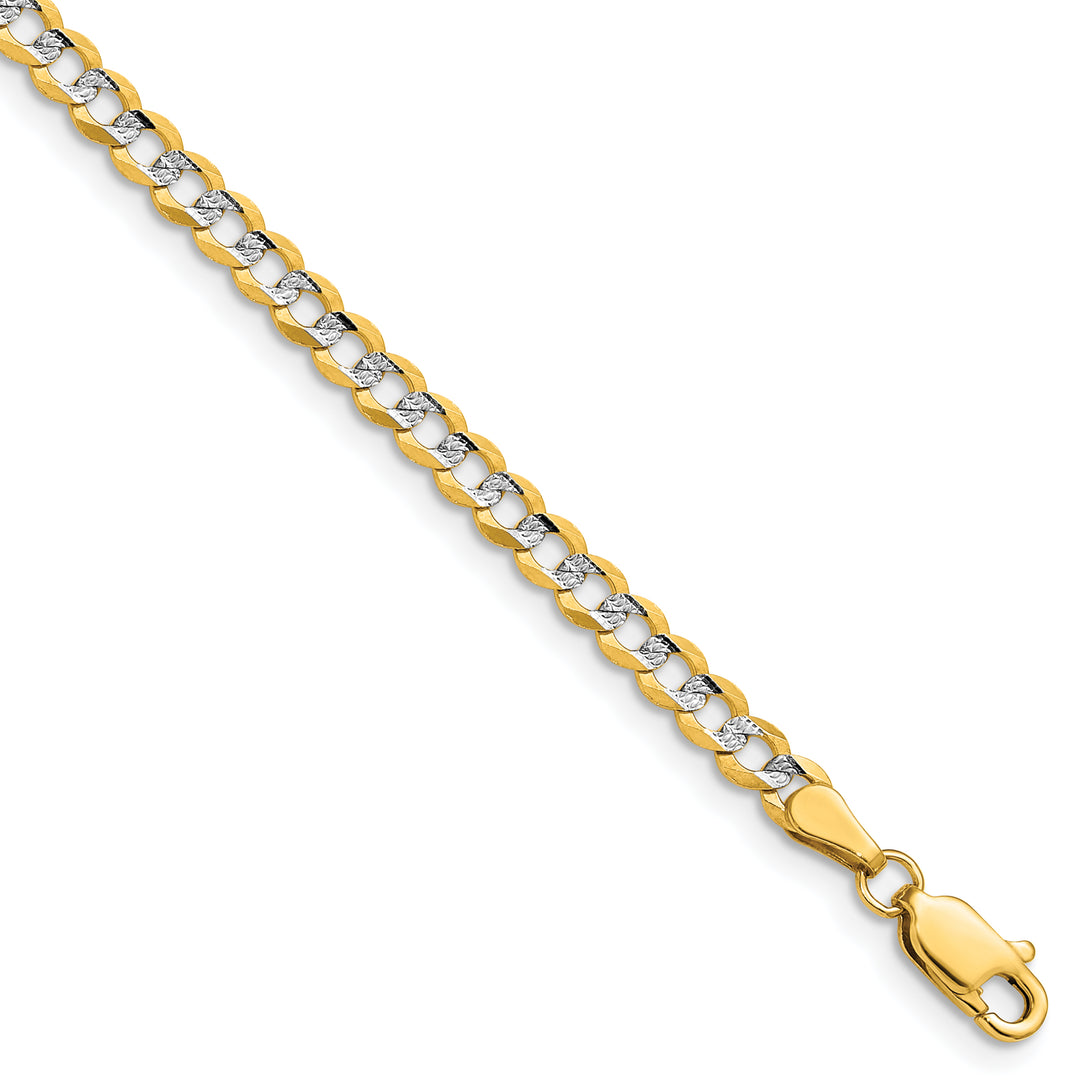 14k 3.7mm Lightweight PavÃ© Flat Cuban Chain