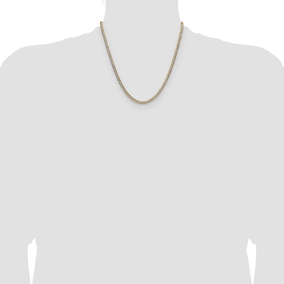 14k 3.7mm Lightweight PavÃ© Flat Cuban Chain