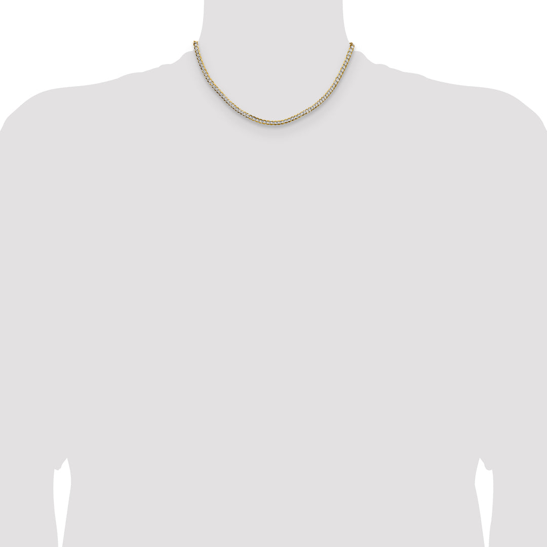 14k 3.7mm Lightweight Pavé Flat Cuban Chain