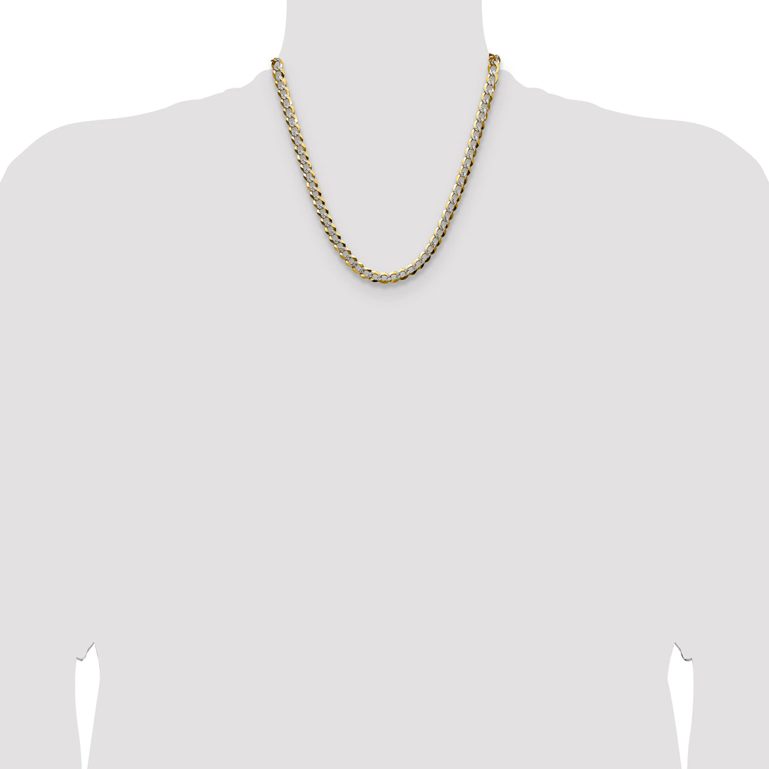 14k 7.2mm Lightweight PavÃ© Flat Cuban Chain