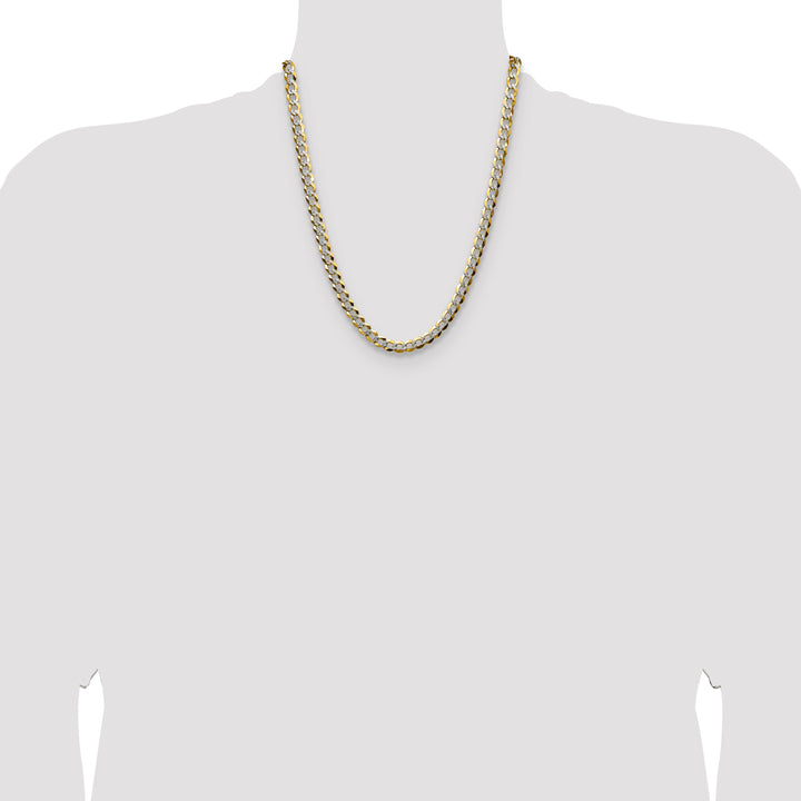 14k 7.2mm Lightweight PavÃ© Flat Cuban Chain