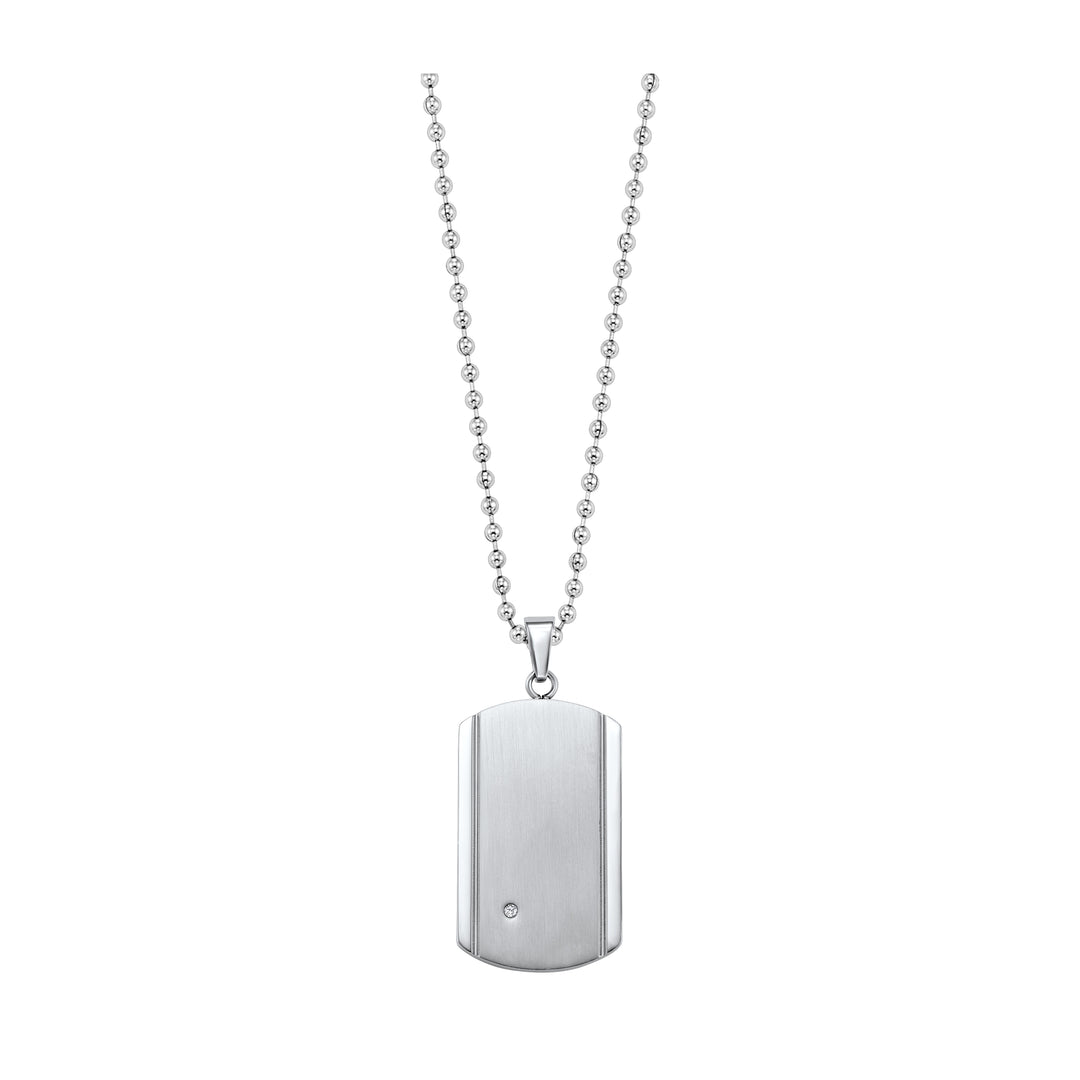 Steel White Diamond 1/50Ctw Pendant