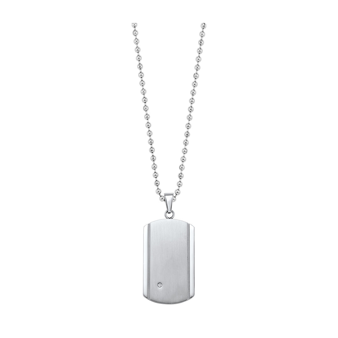 Steel White Diamond 1/50Ctw Pendant
