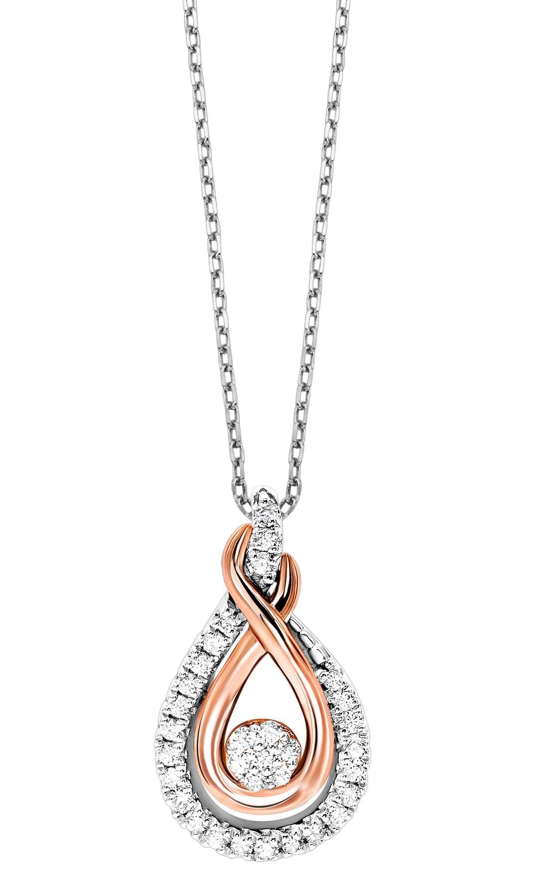 Gold Silver White Rose Diamond 1/6Ctw Pendant