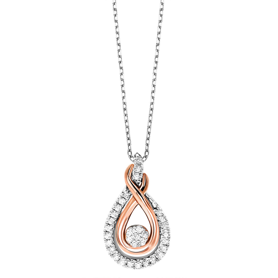 Gold Silver White Rose Diamond 1/6Ctw Pendant