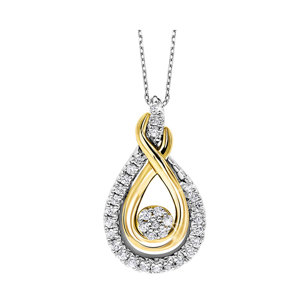 Gold Silver White Yellow Diamond 1/6Ctw Pendant