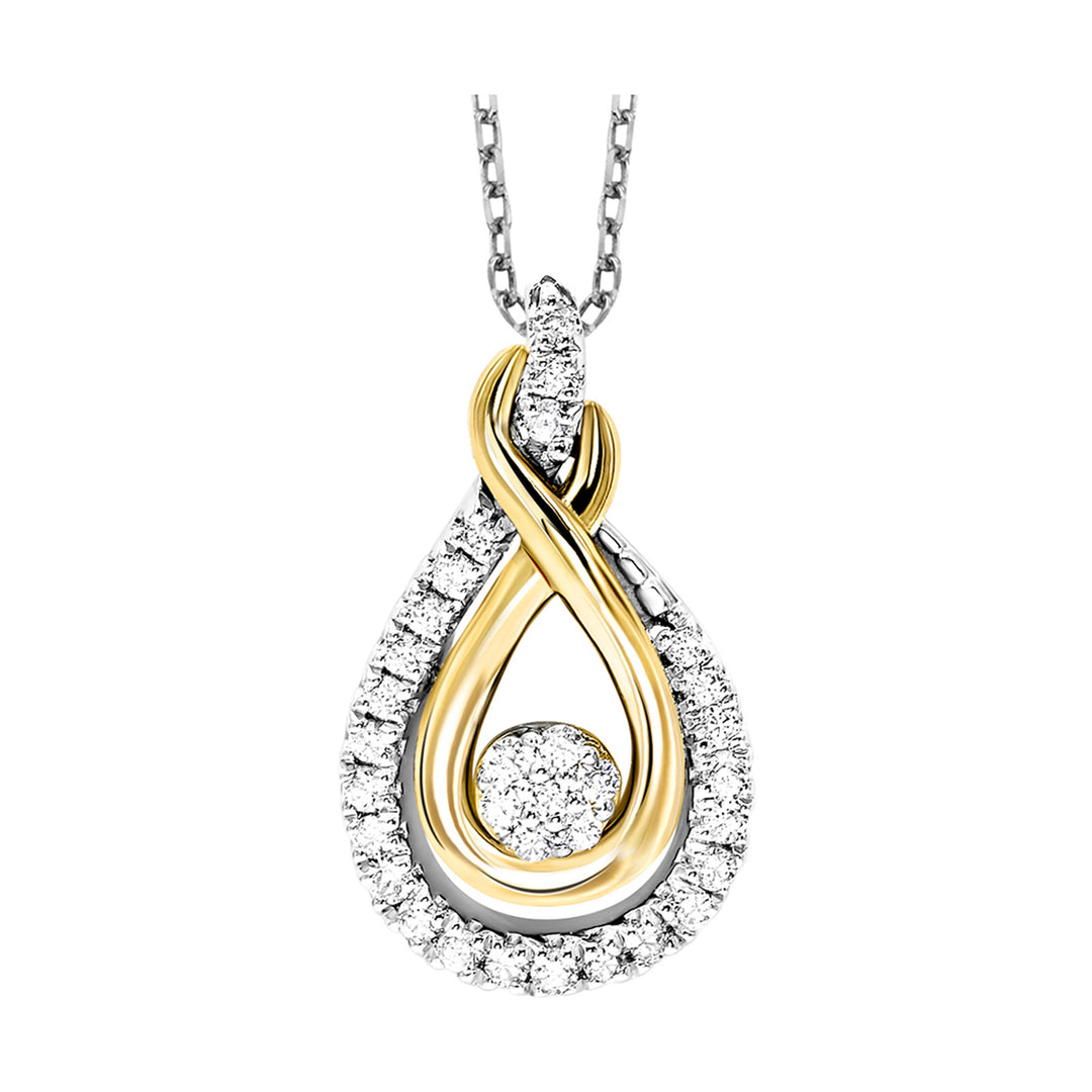 Gold Silver White Yellow Diamond 1/6Ctw Pendant