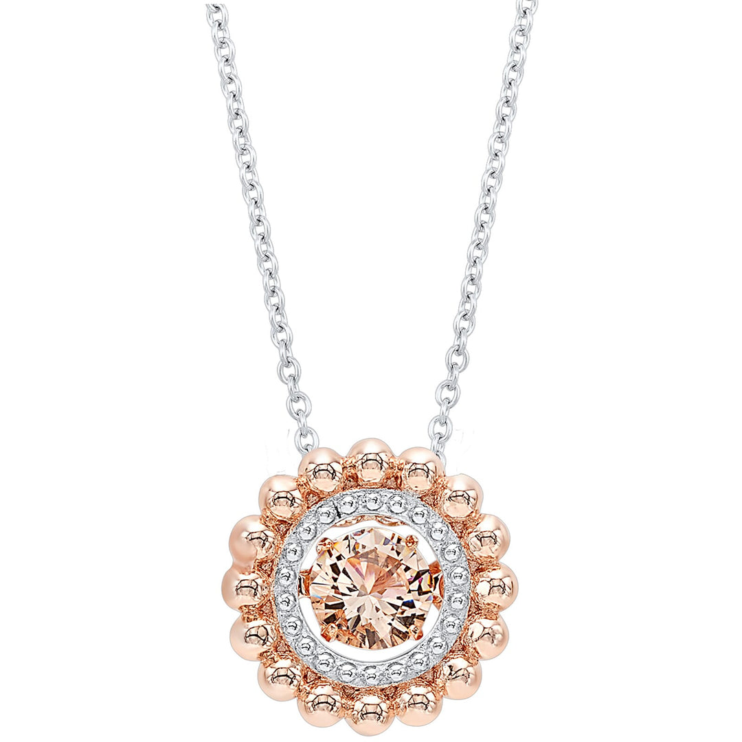 Silver White Rose & Morganite 1Ctw Pendant