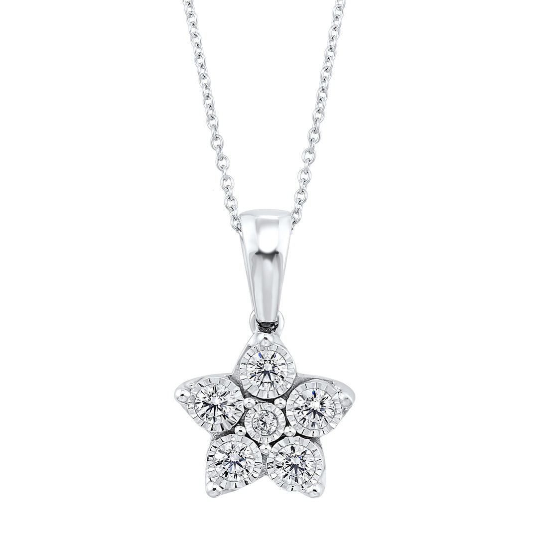 Silver White Diamond 1/25Ctw Pendant