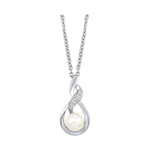 Silver & Pearl 5/8Ctw Pendant