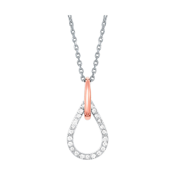 14Kt White Rose Gold Diamond 1/15Ctw Pendant