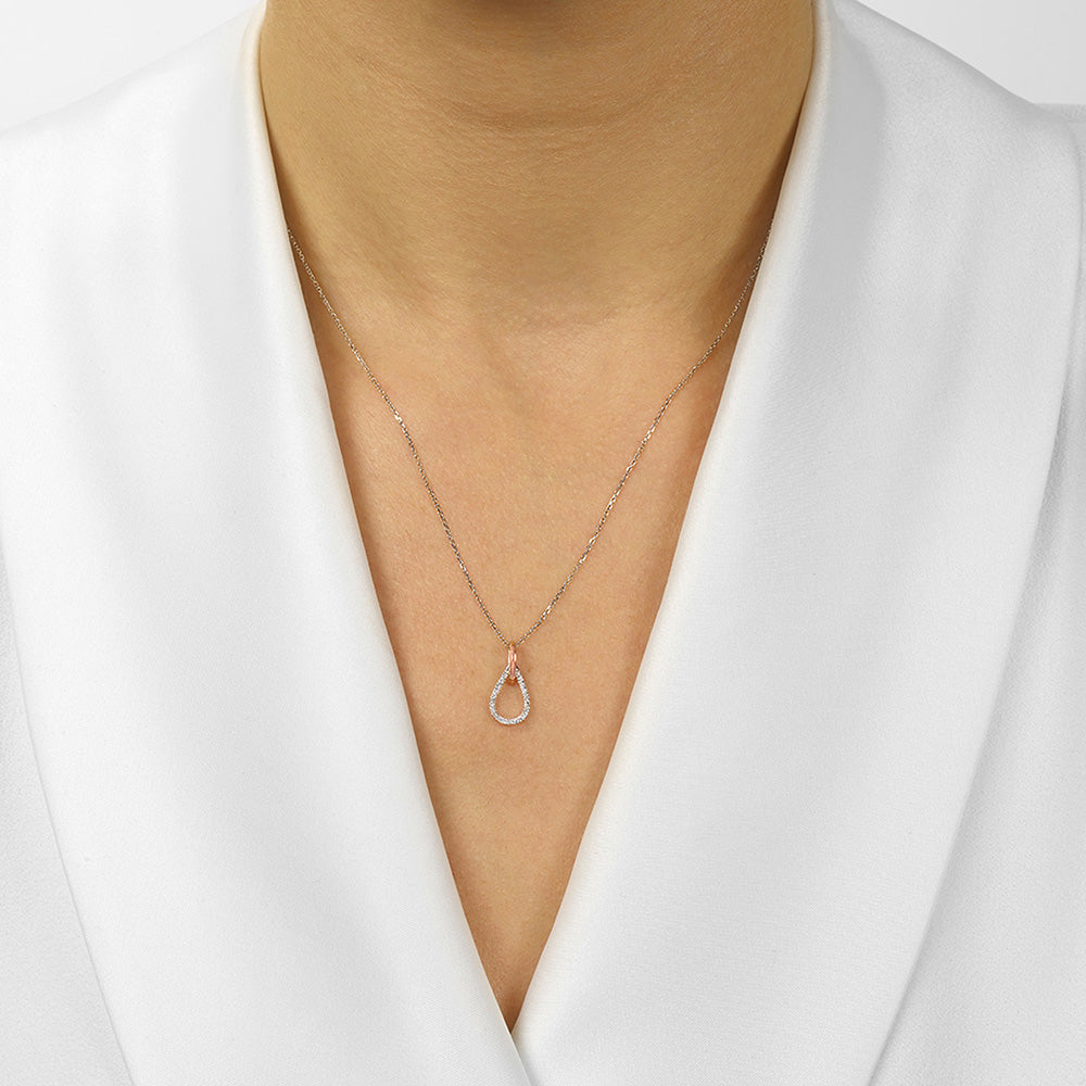 14Kt White Rose Gold Diamond 1/15Ctw Pendant