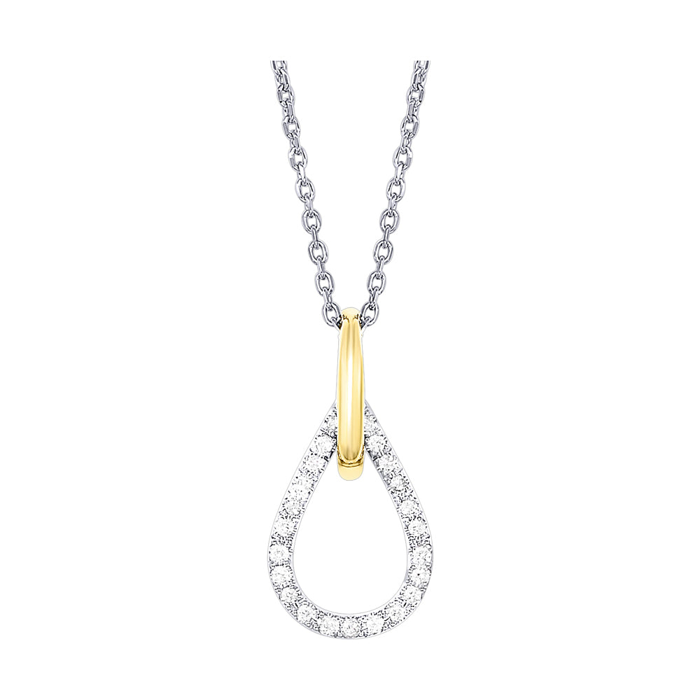 14Kt White Yellow Gold Diamond 1/15Ctw Pendant