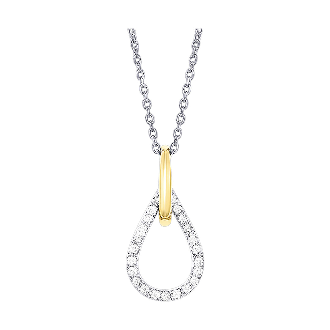 14Kt White Yellow Gold Diamond 1/15Ctw Pendant