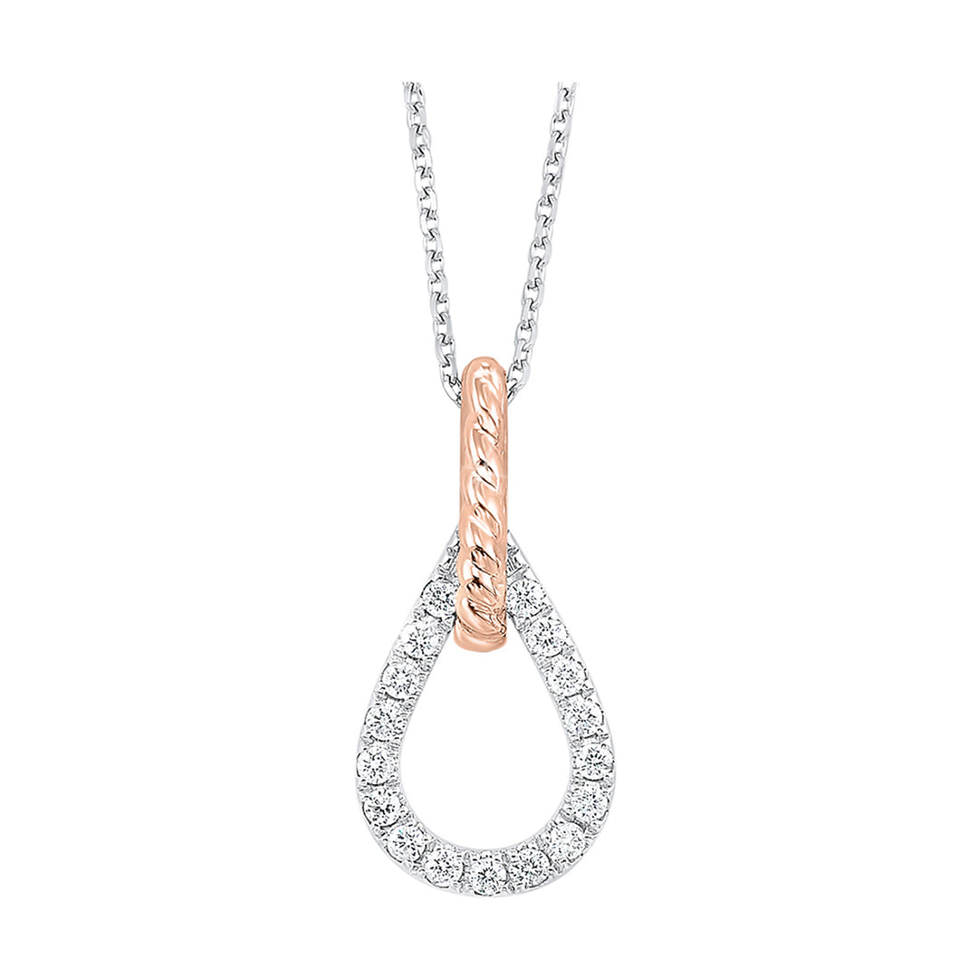 14Kt White Rose Gold Diamond 1/7Ctw Pendant