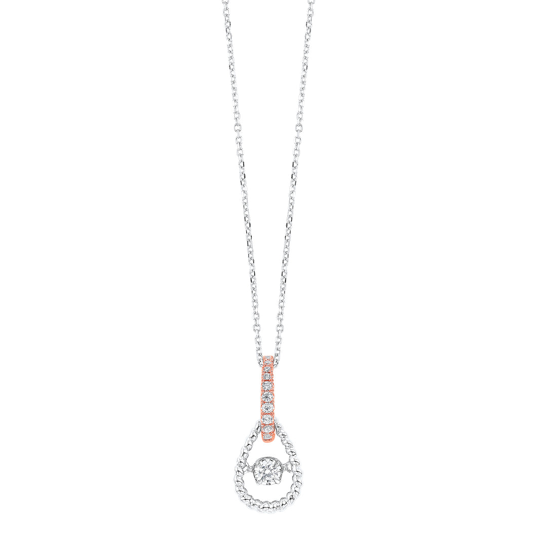 10Kt White Rose Gold Diamond 1/10Ctw Pendant
