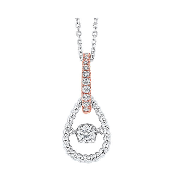 10Kt White Rose Gold Diamond 1/10Ctw Pendant