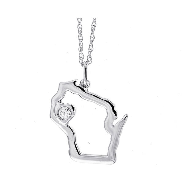 14Kt White Gold Diamond 1/25Ctw Pendant