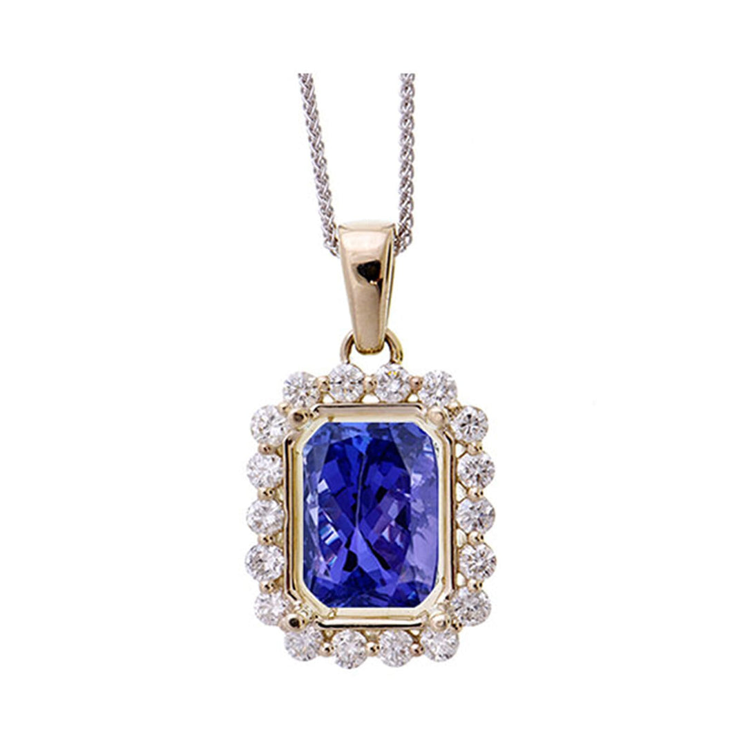 14Kt White Gold Diamond 5/8Ctw & Tanzanite 4 3/4Ctw Pendant