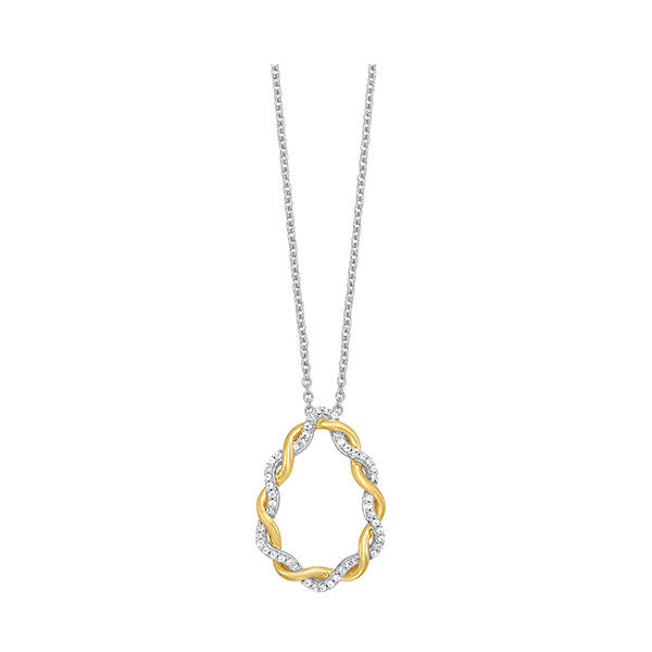 10Kt White Yellow Gold Diamond 1/7Ctw Pendant