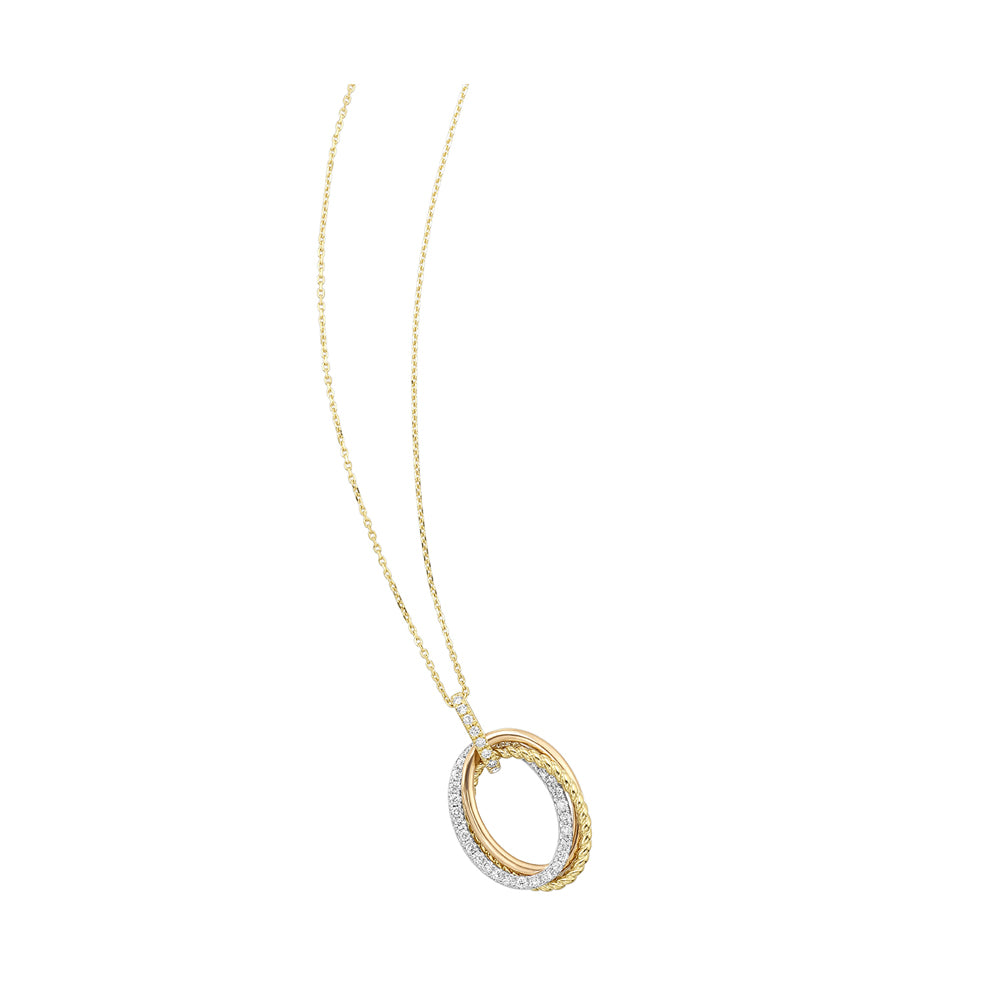 14Kt Tricolor Diamond 1/3Ctw Pendant