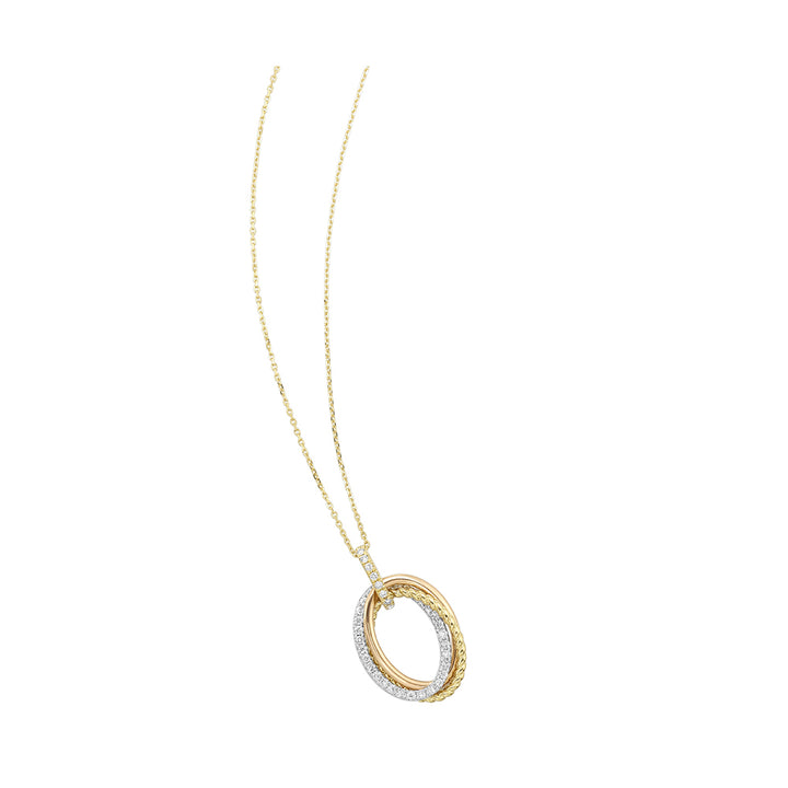 14Kt Tricolor Diamond 1/3Ctw Pendant