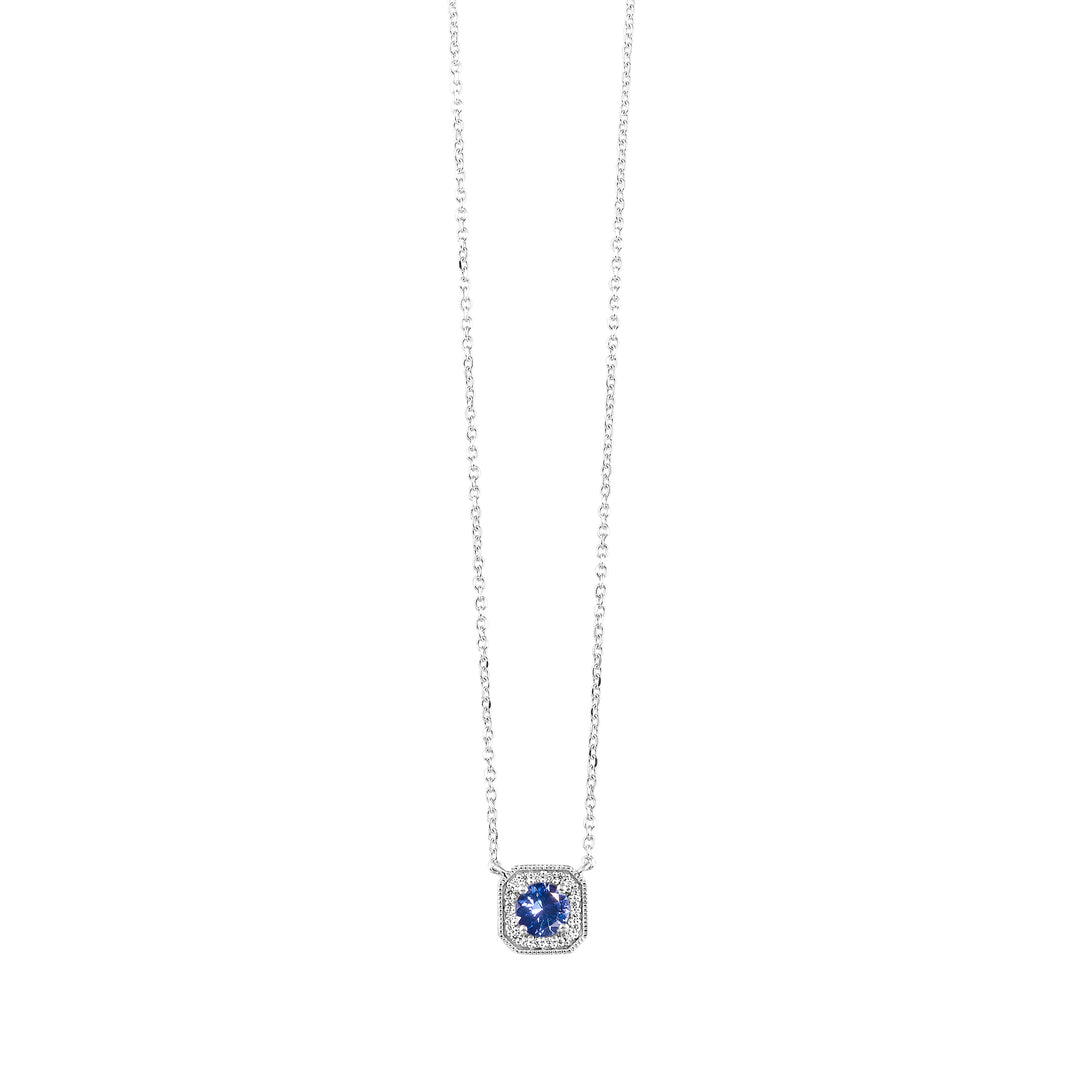 10Kt White Gold Diamond 1/15Ctw & Syn Alexandrite 1/3Ctw Pendant