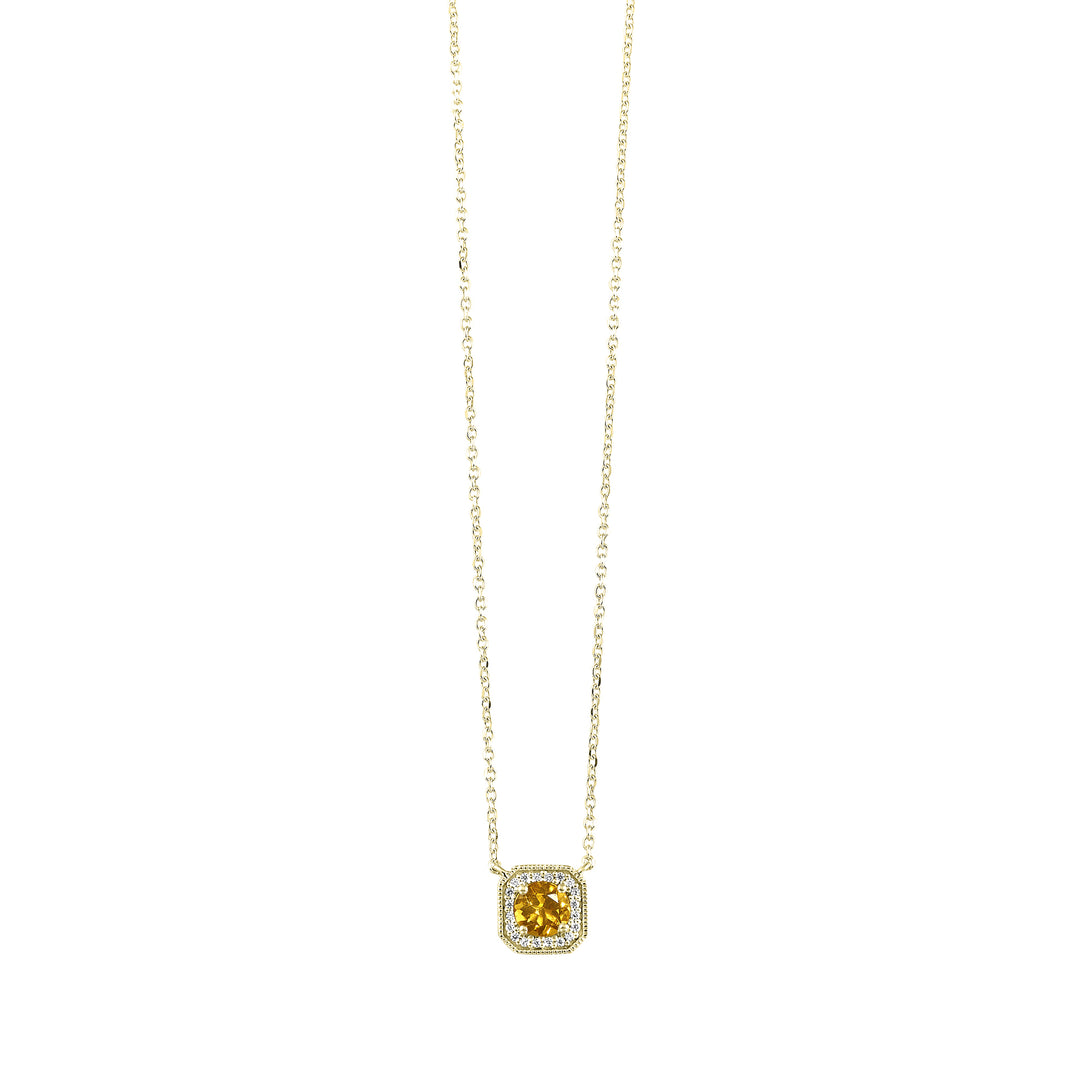 10Kt Yellow Gold Diamond 1/15Ctw & Citrine 1/2Ctw Pendant