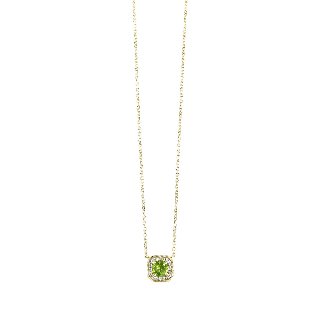 10Kt Yellow Gold Diamond 1/15Ctw & Peridot 1/2Ctw Pendant