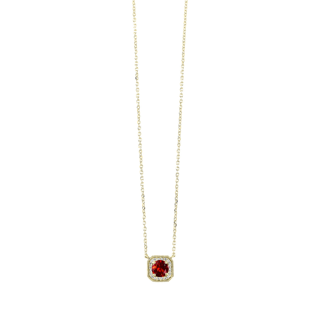 10Kt Yellow Gold Diamond 1/15Ctw & Garnet 5/8Ctw Pendant