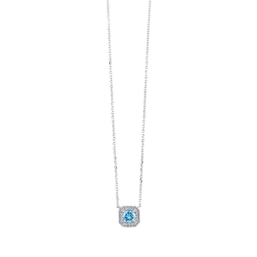 14Kt White Gold Diamond 1/15Ctw & Blue Topaz 5/8Ctw Pendant