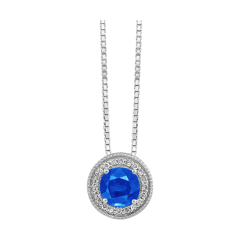 Silver Diamond 1/20Ctw & Blue Topaz 1/2Ctw Pendant