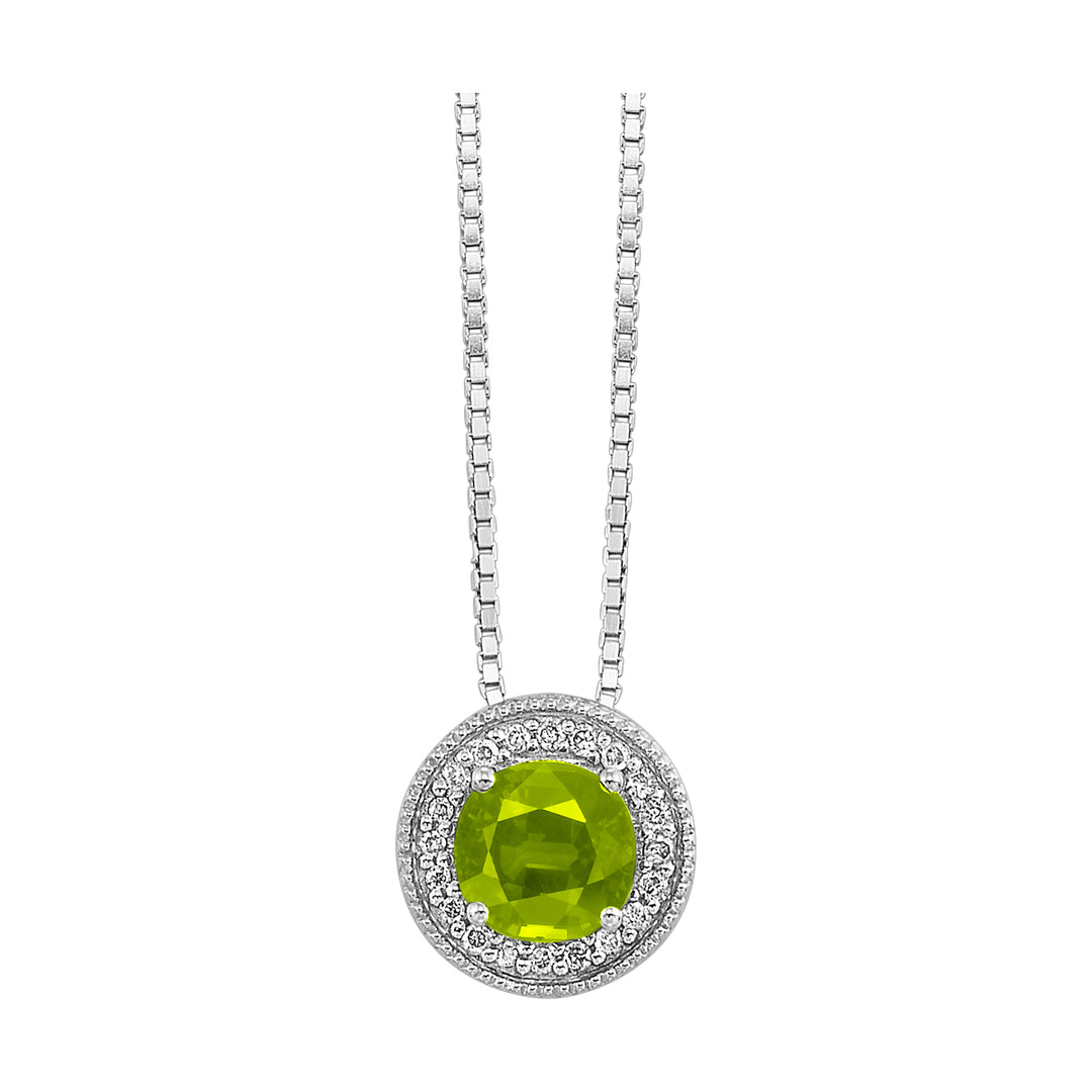 Silver Diamond 1/20Ctw & Peridot 1/2Ctw Pendant