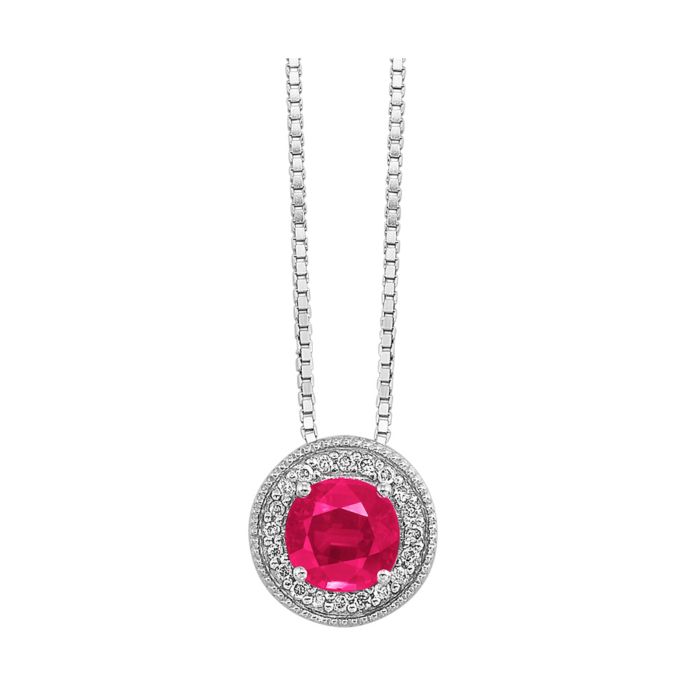 Silver Diamond 1/20Ctw & Pink Tourmaline 1/2Ctw Pendant