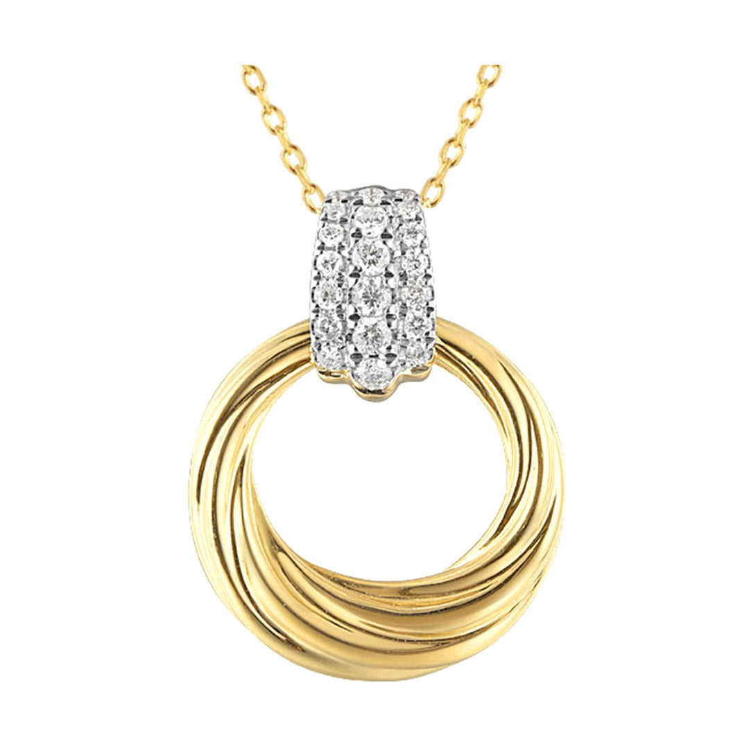 14Kt White Yellow Gold Diamond 1/5Ctw Pendant