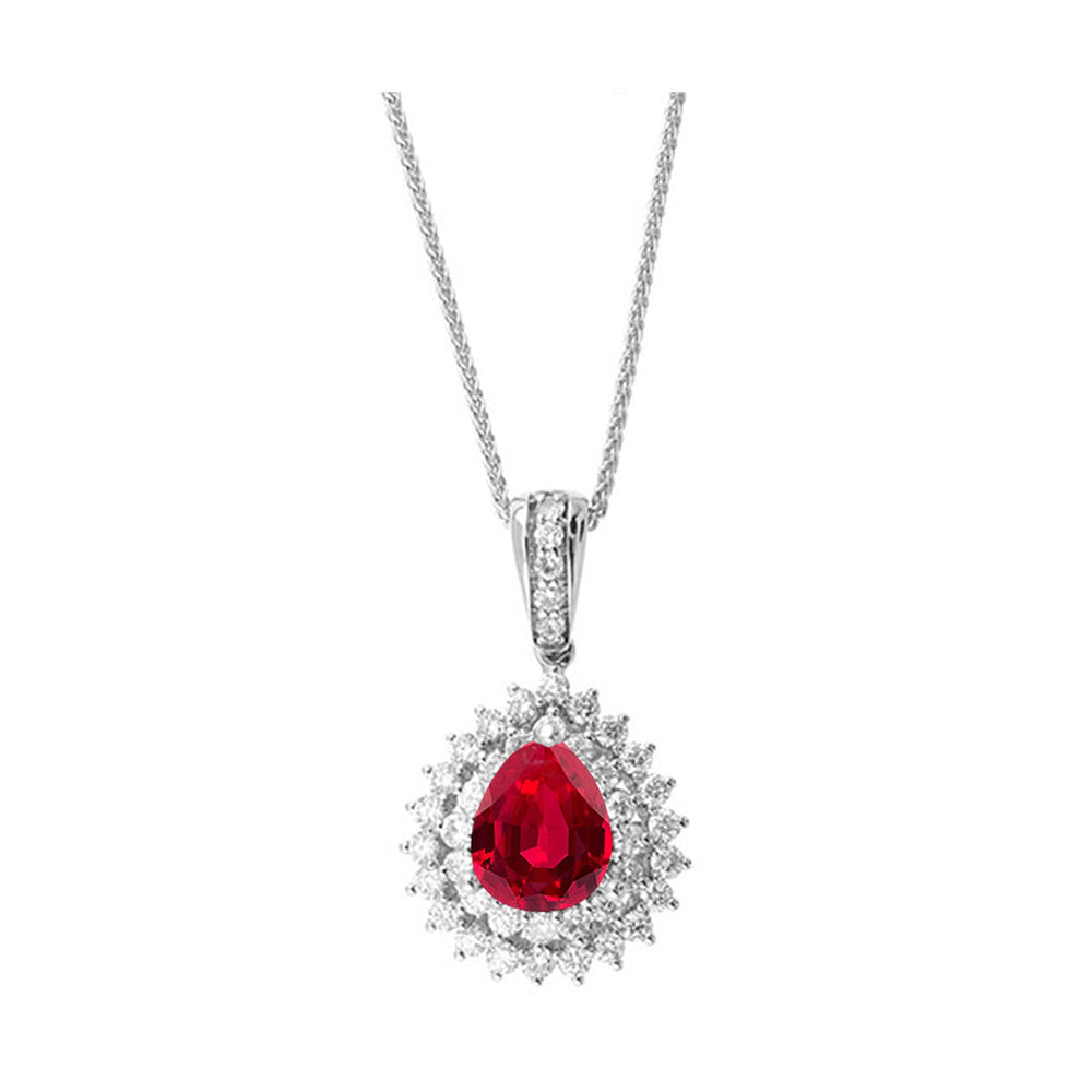14Kt White Gold Diamond 3/8Ctw & Ruby 3/4Ctw Pendant