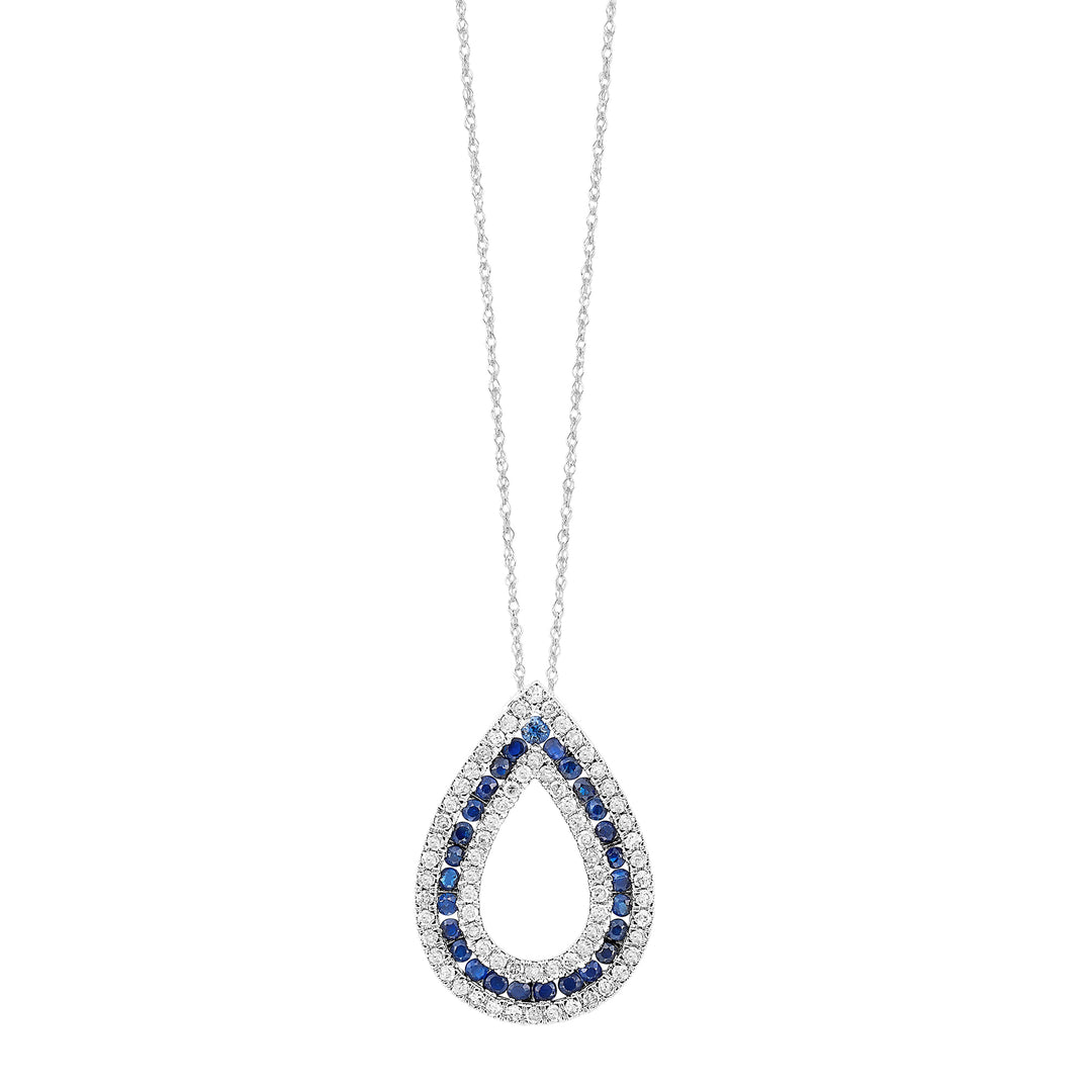 14Kt White Gold Diamond 1/2Ctw & Sapphire 5/6Ctw Pendant