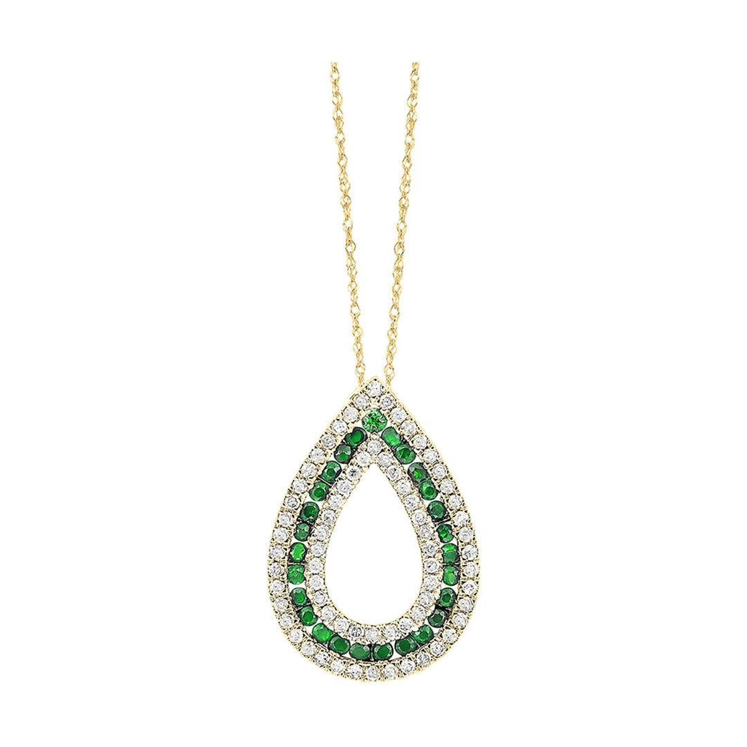 14Kt Yellow Gold Diamond 1/2Ctw & Emerald 5/6Ctw Pendant