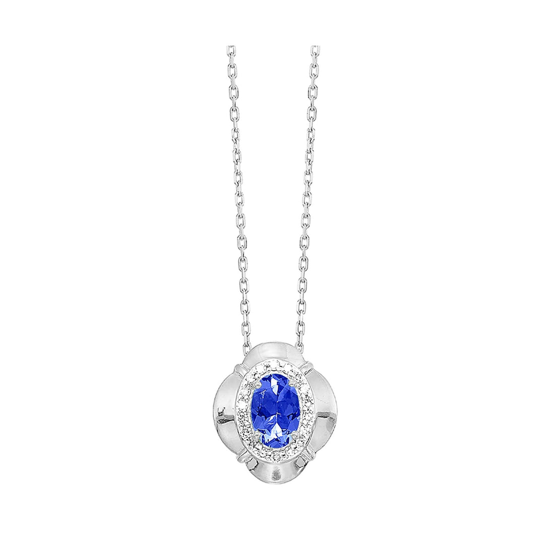 10Kt White Gold Diamond 1/15Ctw & Sapphire 1/2Ctw Pendant